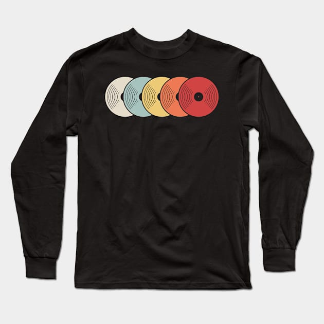 Retro Vintage Vinyl Record Collection Long Sleeve T-Shirt by Wizardmode